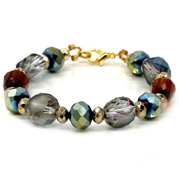 Bracelet with multicolor crystals and lobster clasp. - Picture 2 of 3